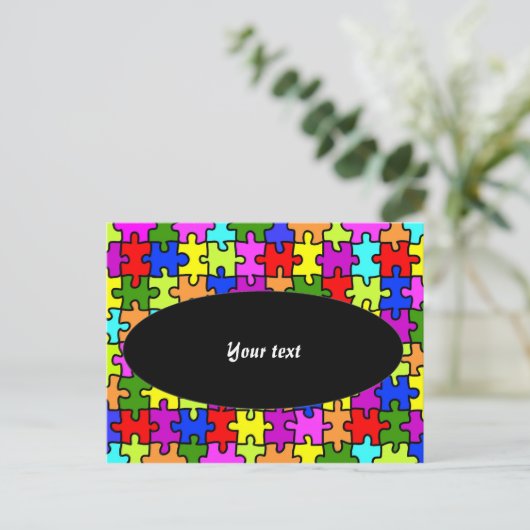 briefkaart "kleurige puzzelpuzzel" (Staand voorkant)