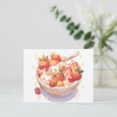 Briefkaart kleurrijk met een kom ontbijtgranen en  (Staand voorkant)