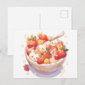 Briefkaart kleurrijk met een kom ontbijtgranen en  (Voorkant / Achterkant)