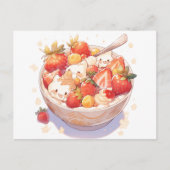 Briefkaart kleurrijk met een kom ontbijtgranen en  (Voorkant)