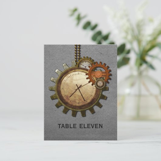 Briefkaart  Kloktabel, grijs (Staand voorkant)