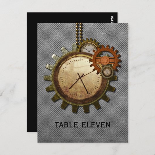 Briefkaart  Kloktabel, grijs (Voorkant / Achterkant)