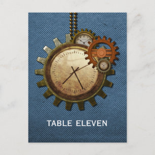 Briefkaart  Kloktabelnummer, blauw