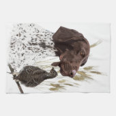 Briefkaart Koffie van het Duitse Shorthaired Point Theedoek (Horizontaal)