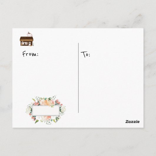 Briefkaart Koffiewinkel Hot Chocolate Marshmallows (Achterkant)