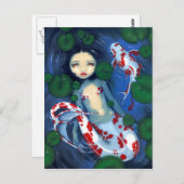 briefkaart "Koi Pond Mermaid" (Voorkant / Achterkant)