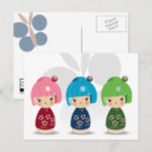 Briefkaart Kokeshi Triplets (Voorkant / Achterkant)