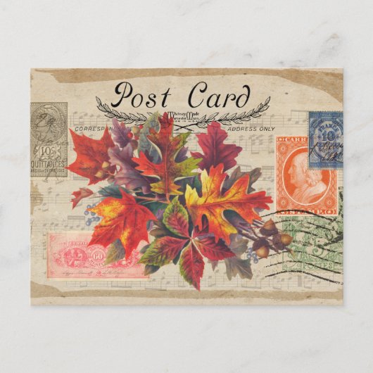 BRIEFKAART  KOLLAGE FALL LEAVES (Voorkant)