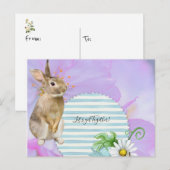 Briefkaart Konijn Floral Stripe (Voorkant / Achterkant)