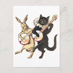 Briefkaart konijnen en katten