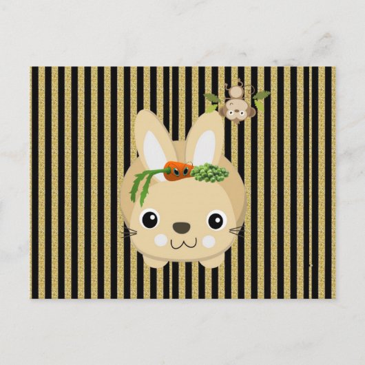 Briefkaart Konijnenaap Bruine Streep Wortelen Erwt (Voorkant)