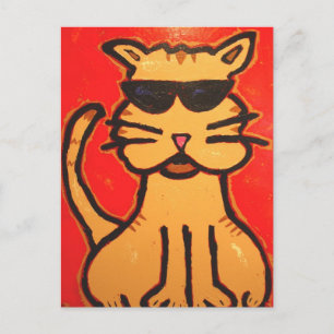 Briefkaart kool kat