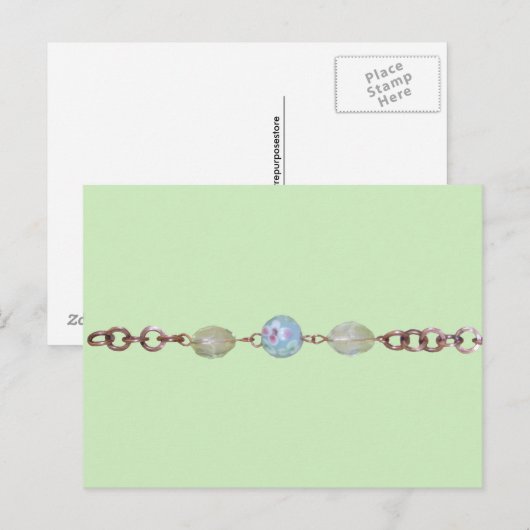Briefkaart - kralen en koperketen (Voorkant / Achterkant)
