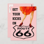 Briefkaart KRIJGT UW KICKS OP ROUTE 66 Retrostijl (Voorkant / Achterkant)