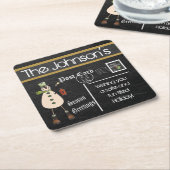 Briefkaart Krijtbord Vintage Kerst Sneeuwman Kartonnen Onderzetters (Schuin)