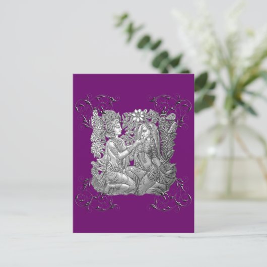 Briefkaart Krishna en Radha (Staand voorkant)