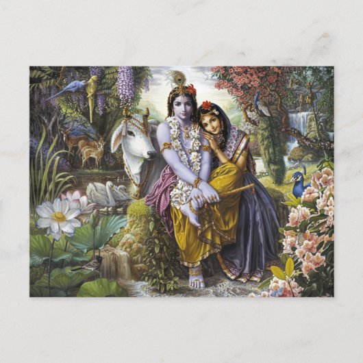 Briefkaart Krishna en Radha (Voorkant)
