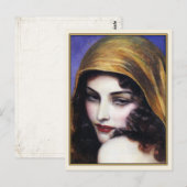 Briefkaart Kunst met een mooi zigeunermeisje (Voorkant / Achterkant)