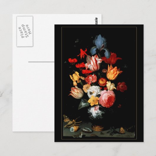 Briefkaart  Kunst Stilleven Bloemen Bugs Shell (Voorkant / Achterkant)