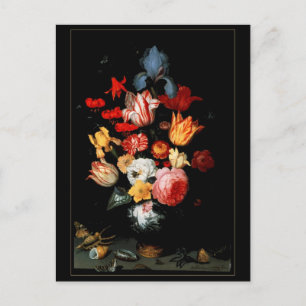 Briefkaart  Kunst Stilleven Bloemen Bugs Shell