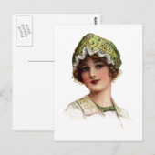 Briefkaart Lady Bead en Lace Bonnet (Voorkant / Achterkant)