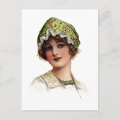 Briefkaart Lady Bead en Lace Bonnet (Voorkant)