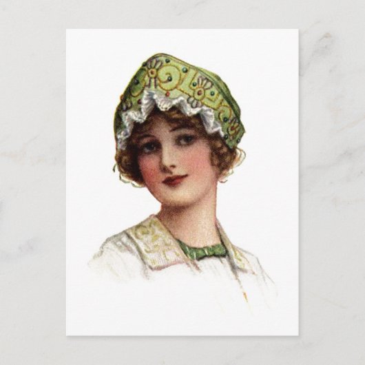 Briefkaart Lady Bead en Lace Bonnet (Voorkant)