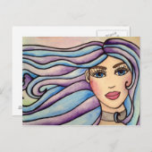 Briefkaart Lady Violet & Blue. (Voorkant / Achterkant)