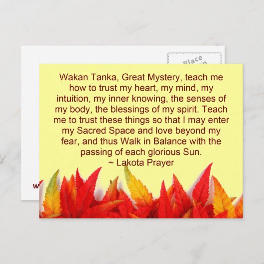 briefkaart lakota gebed (Voorkant / Achterkant)