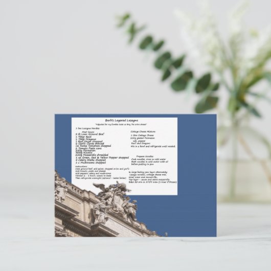Briefkaart Lasagna Rome van Barb (Staand voorkant)