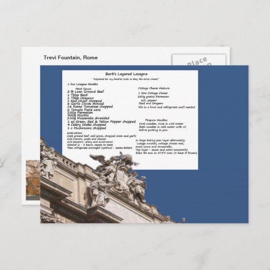 Briefkaart Lasagna Rome van Barb (Voorkant / Achterkant)