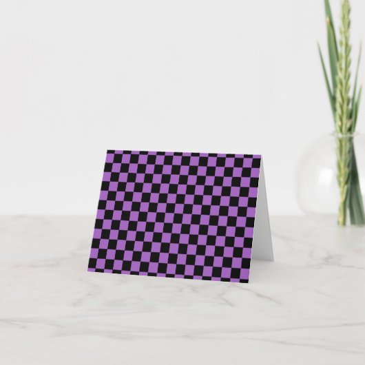 Briefkaart lavender en Black Checkered Pattern (Voorkant)