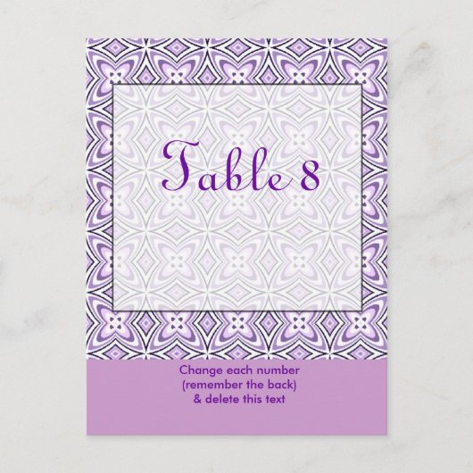 Briefkaart Lavender Paars Table Number (Voorkant)