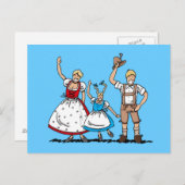 Briefkaart Lederhosen Dirndl Beiarian Family (Voorkant / Achterkant)
