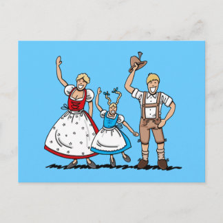 Briefkaart Lederhosen Dirndl Beiarian Family