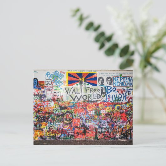 Briefkaart Lennon Wall (Praag, Tsjechië) (Staand voorkant)