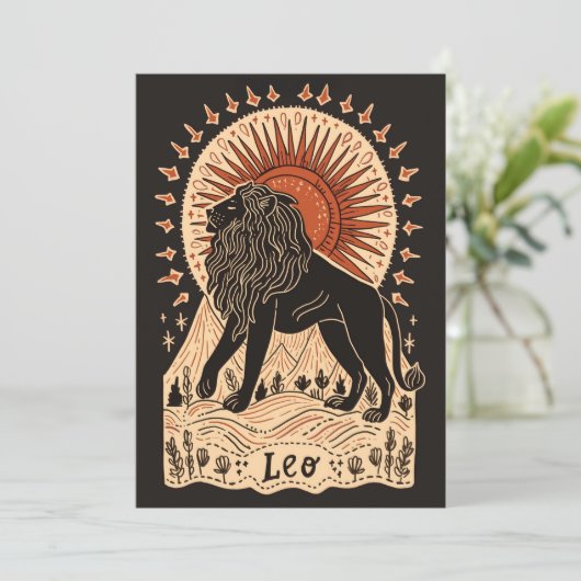 Briefkaart - Leo Celestial Zodiac Art (Staand voorkant)