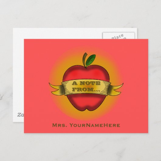 Briefkaart leraar -  Apple-Tattoo (Voorkant / Achterkant)