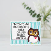 Briefkaart- Leraar en Owl Briefkaart (Staand voorkant)