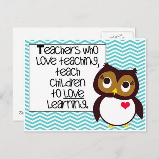 Briefkaart- Leraar en Owl Briefkaart (Voorkant / Achterkant)