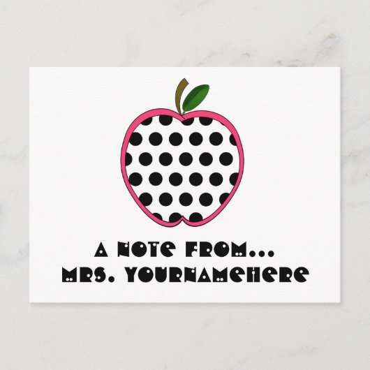 Briefkaart leraar - Polka Dot Apple (Voorkant)