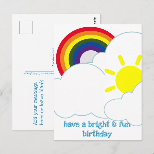 Briefkaart - LGBT Bright & Stor Fun Birthday (Voorkant / Achterkant)