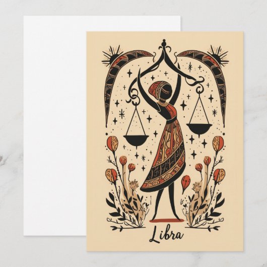 Briefkaart - Libra Celestial Zodiac Art (Voorkant / Achterkant)