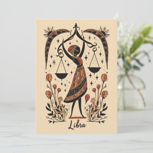 Briefkaart - Libra Celestial Zodiac Art (Staand voorkant)