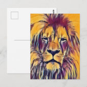Briefkaart Lion Vibrant Art (Voorkant / Achterkant)