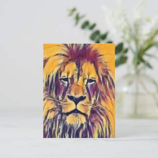 Briefkaart Lion Vibrant Art
