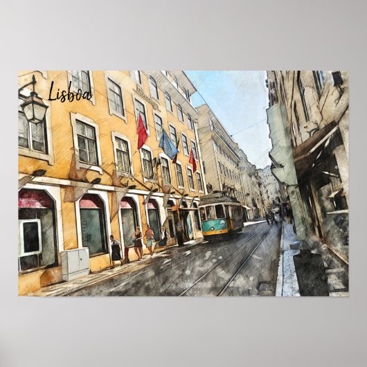 Briefkaart Lissabon Portugal Poster (Voorkant)