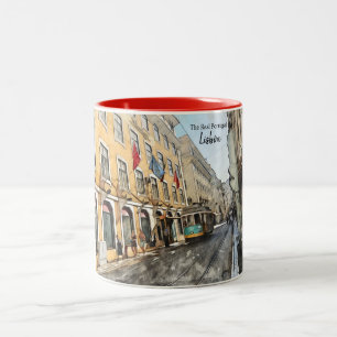 Briefkaart Lissabon Portugal Tweekleurige Koffiemok