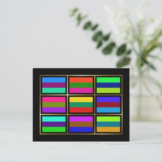 Briefkaart Litouwen Multihue Flags (Staand voorkant)