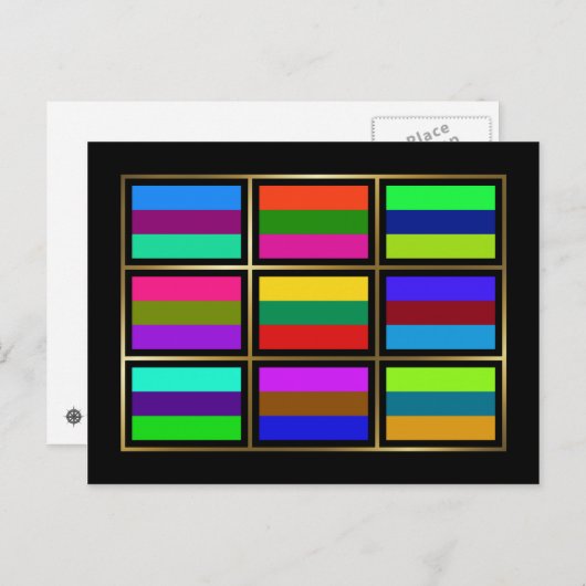 Briefkaart Litouwen Multihue Flags (Voorkant / Achterkant)